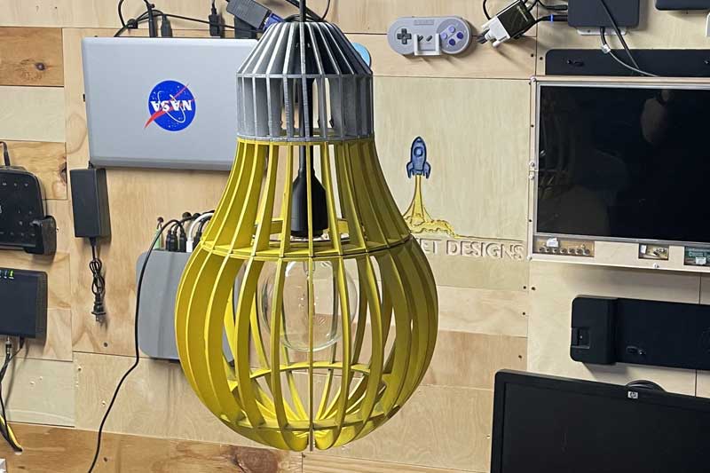 Laser cut wooden lamp